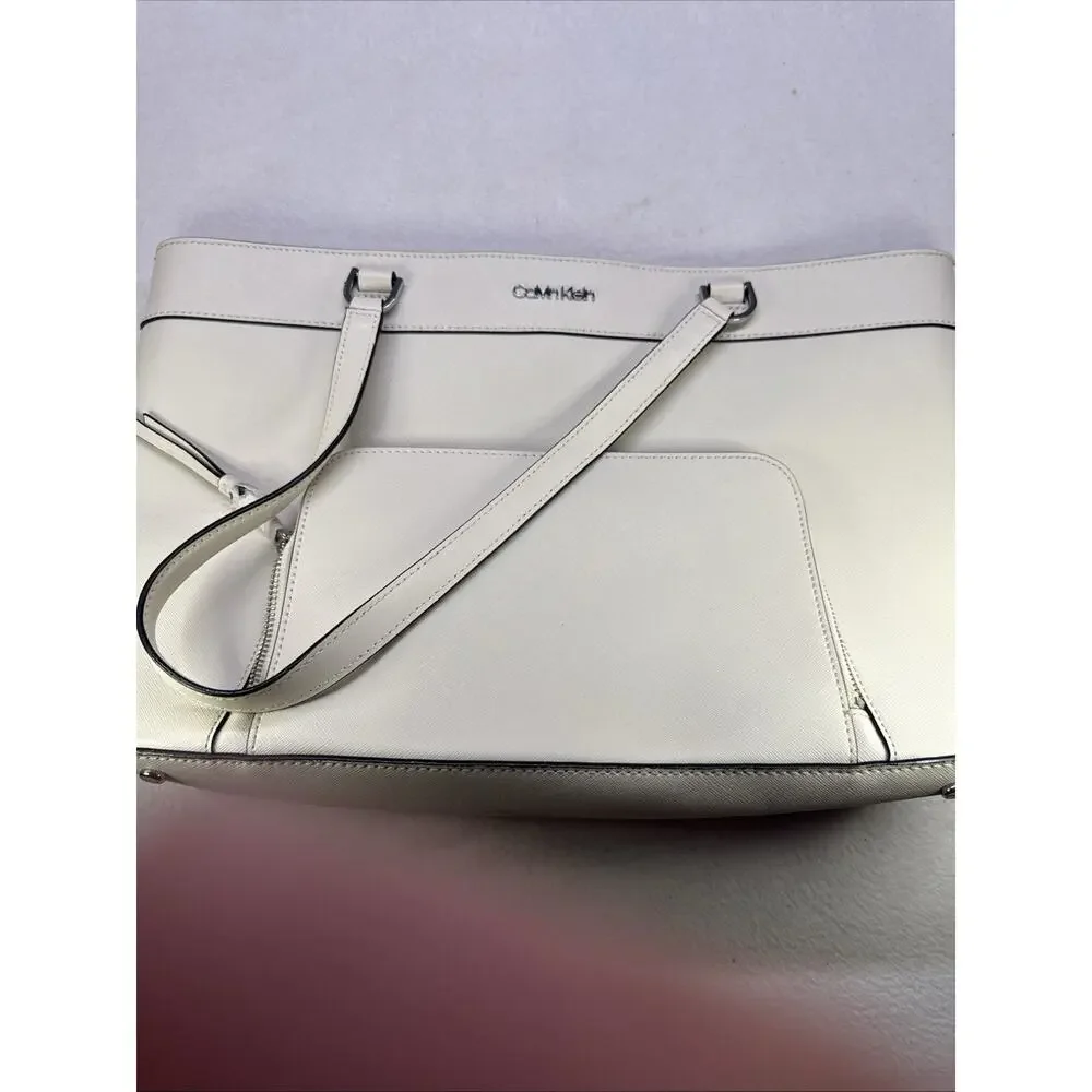 Calvin Klein East-West Zip Pocket Leather Tote